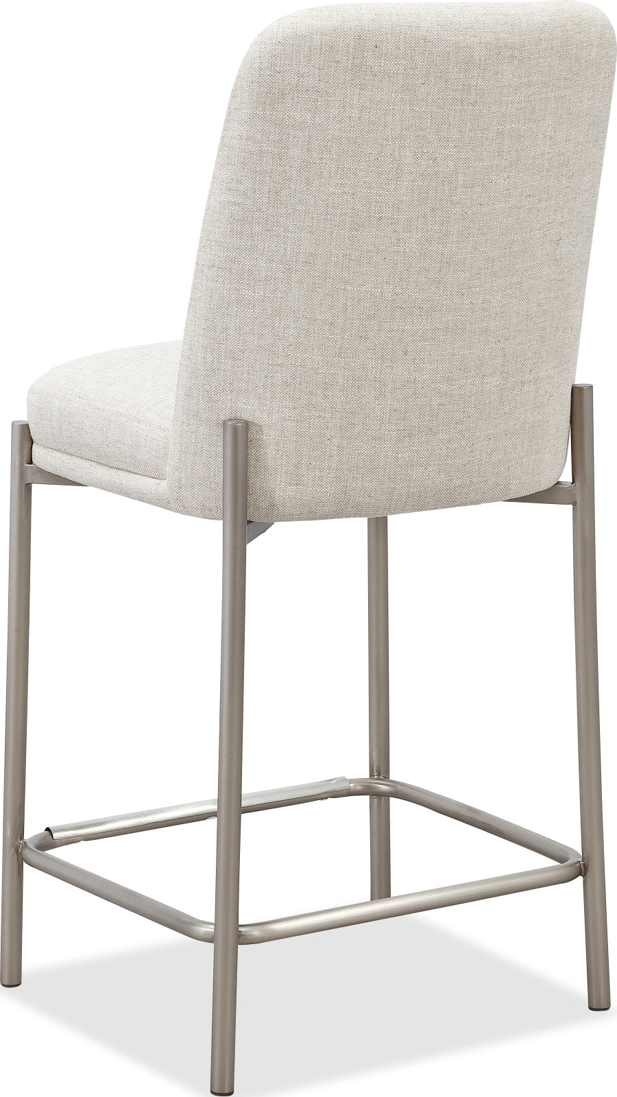 Dion Upholstered Counter Stool in Natural Light Linen and Brushed Nickel Metal – view 4