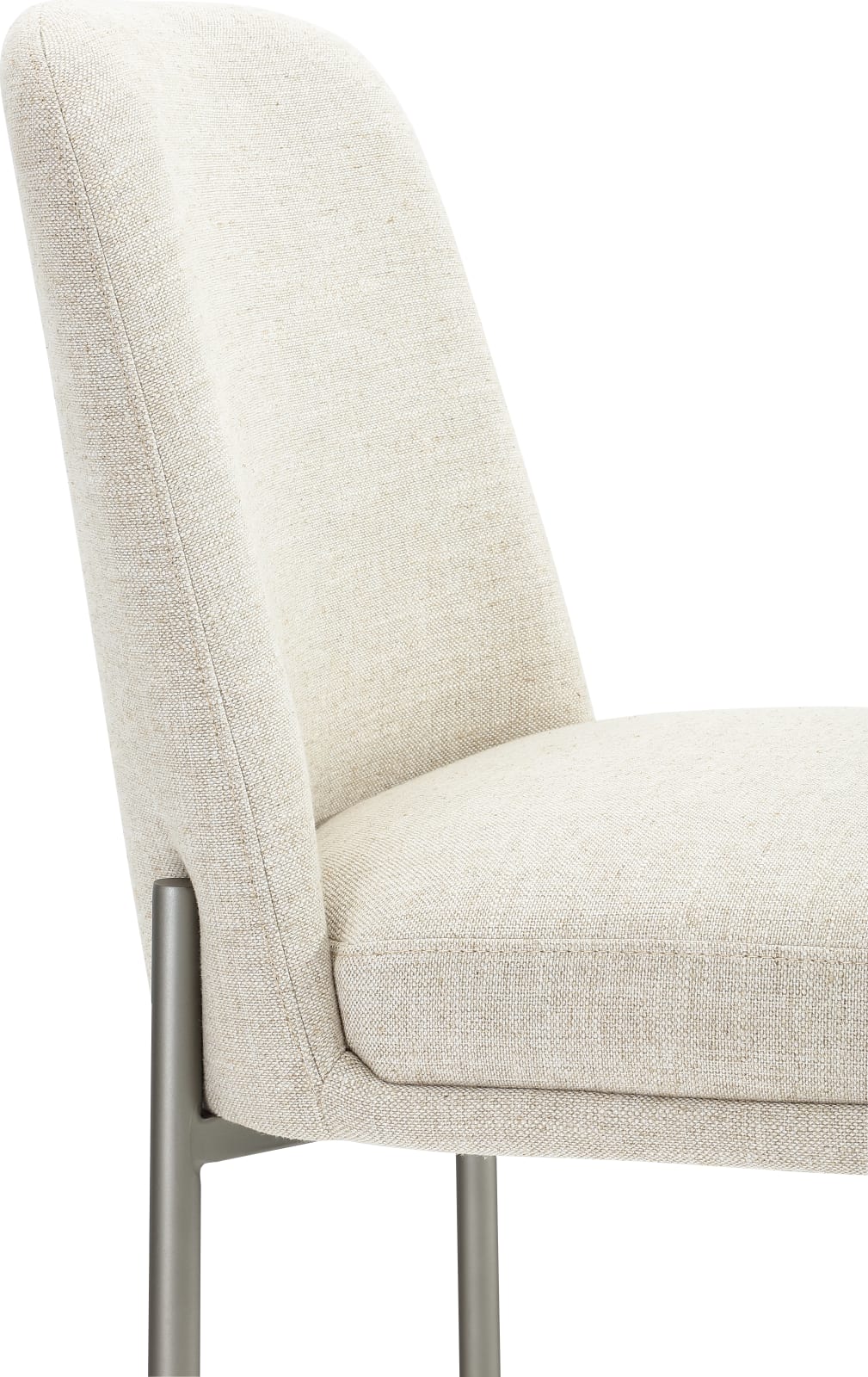 Dion Upholstered Counter Stool in Natural Light Linen and Brushed Nickel Metal – view 5