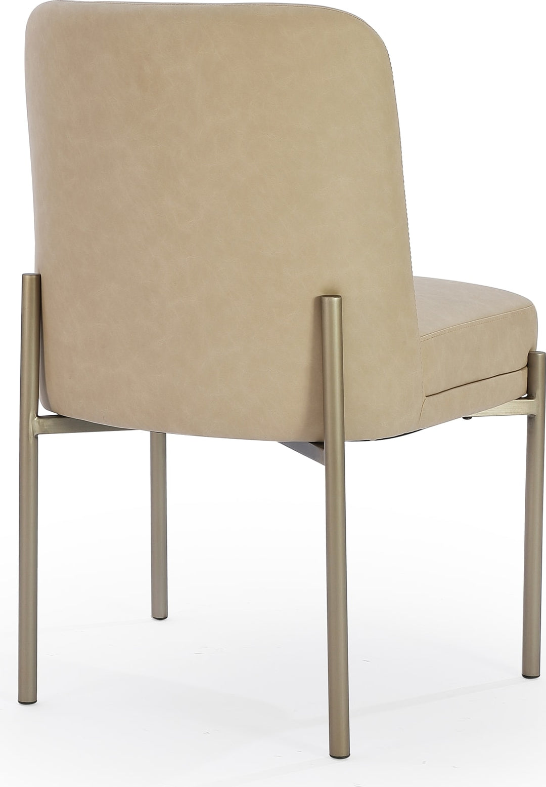 Dion Upholstered Dining Chair in Camel Synthetic Leather and Brushed Nickel Metal – view 2
