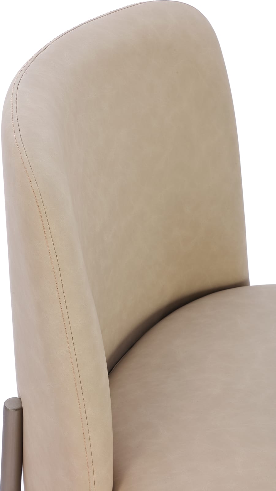 Dion Upholstered Dining Chair in Camel Synthetic Leather and Brushed Nickel Metal – view 3
