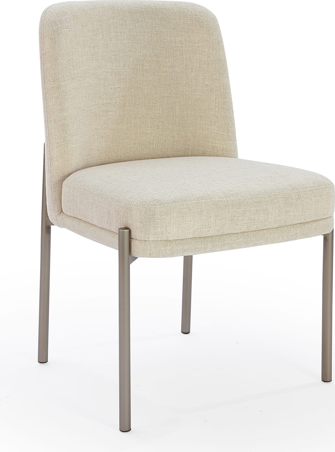Dion Upholstered Dining Chair in Natural Light Linen and Brushed Nickel Metal – view 2