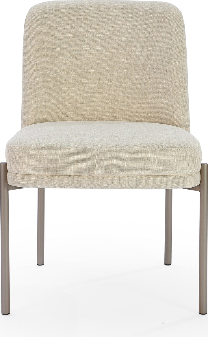 Dion Upholstered Dining Chair in Natural Light Linen and Brushed Nickel Metal – view 4