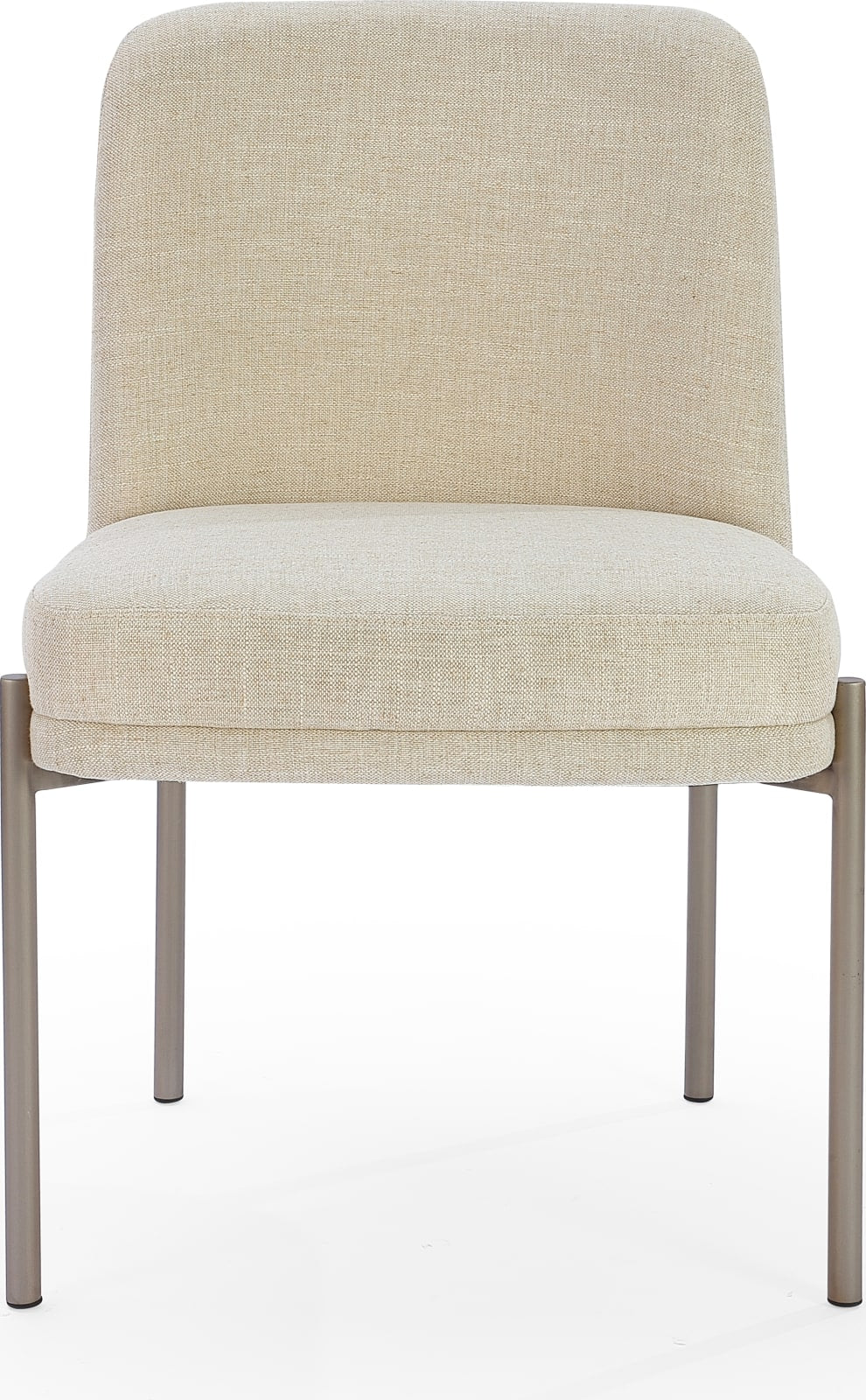 Dion Upholstered Dining Chair in Natural Light Linen and Brushed Nickel Metal – view 4