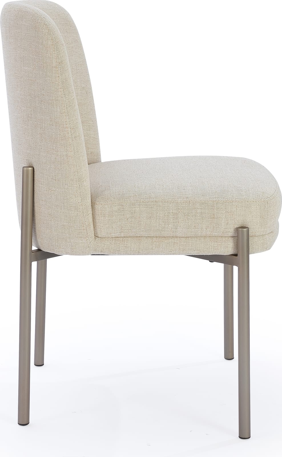 Dion Upholstered Dining Chair in Natural Light Linen and Brushed Nickel Metal – view 5