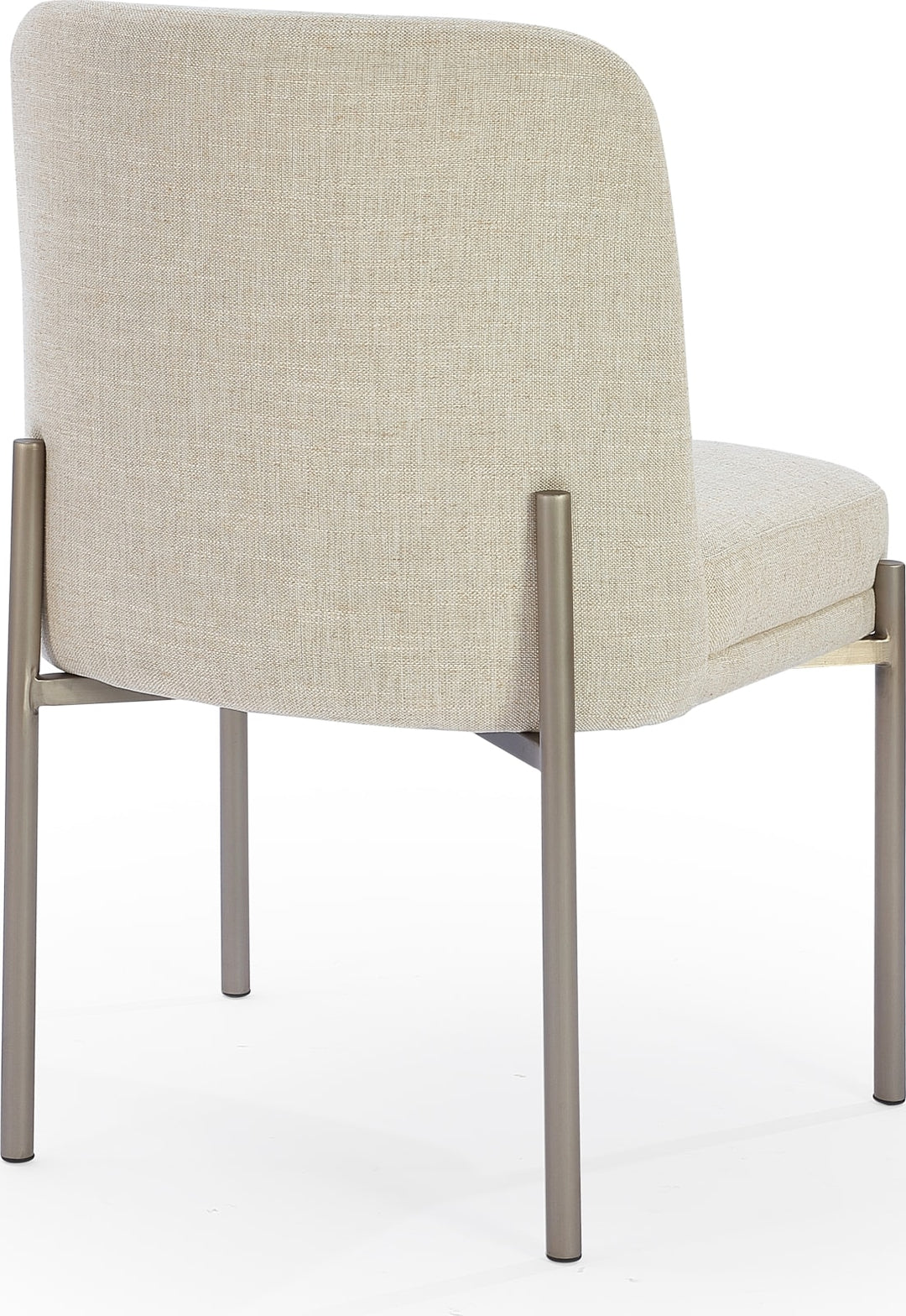 Dion Upholstered Dining Chair in Natural Light Linen and Brushed Nickel Metal – view 6