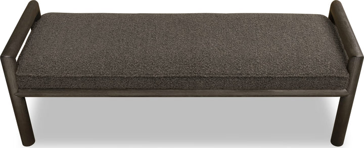 Dorsey Boucle Upholstered Wooden Bench in Basalt Grey and Pumpernickel – view 4