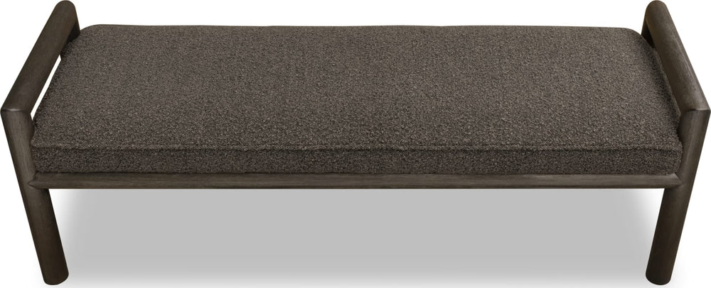 Dorsey Boucle Upholstered Wooden Bench in Basalt Grey and Pumpernickel – view 6