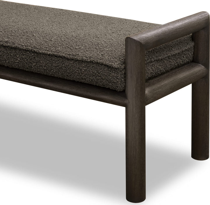 Dorsey Boucle Upholstered Wooden Bench in Basalt Grey and Pumpernickel – view 7
