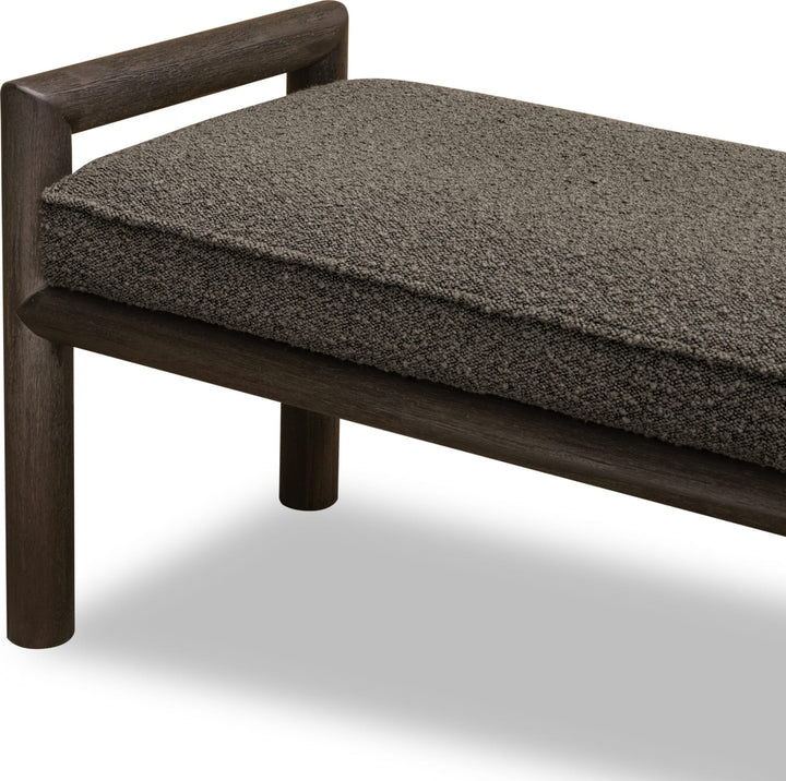 Dorsey Boucle Upholstered Wooden Bench in Basalt Grey and Pumpernickel – view 8