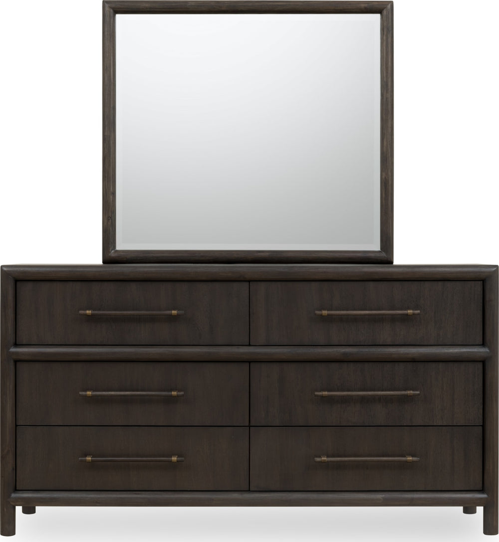 Dorsey Solid Wood and Glass Mirror in Basalt Grey – view 5
