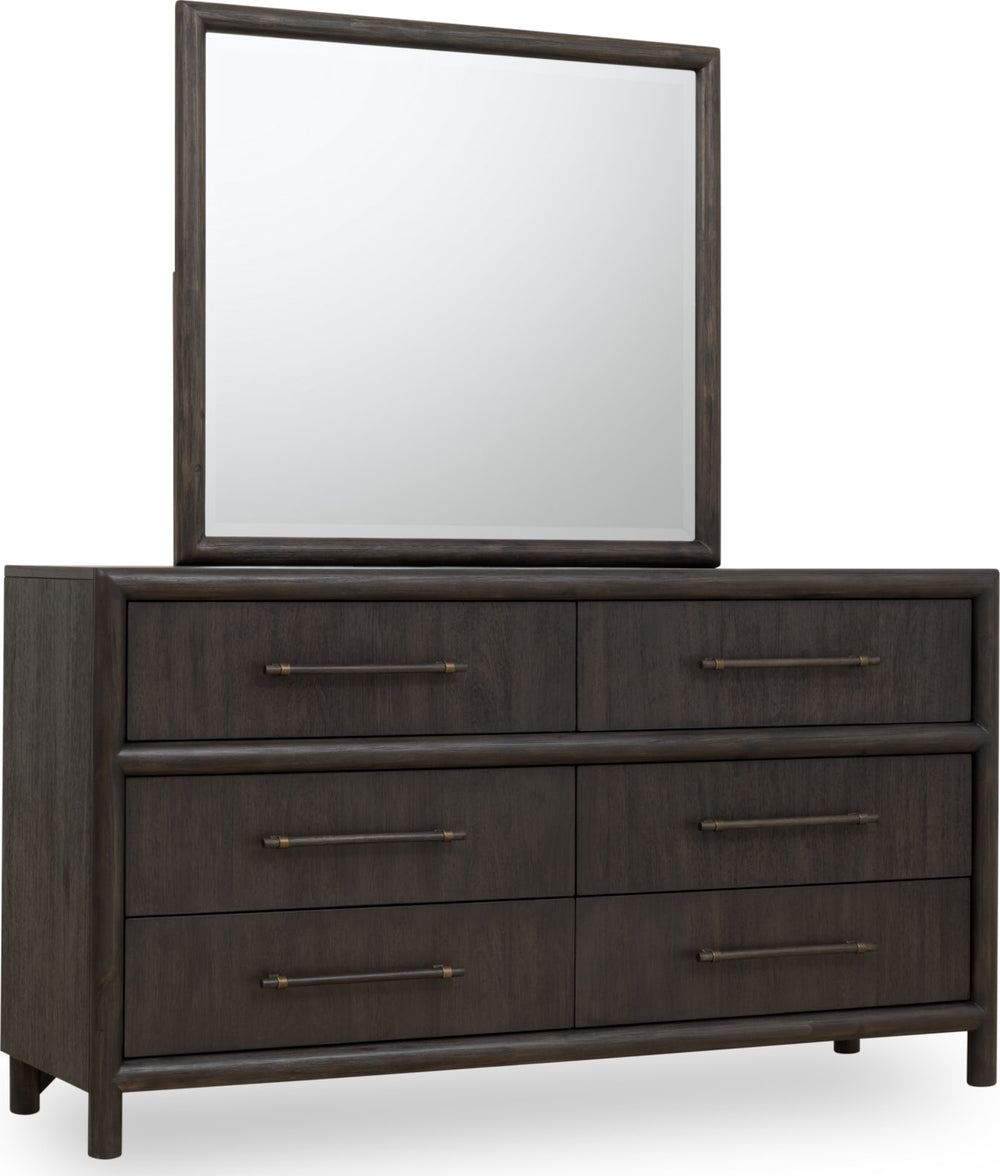 Dorsey Solid Wood and Glass Mirror in Basalt Grey – view 6