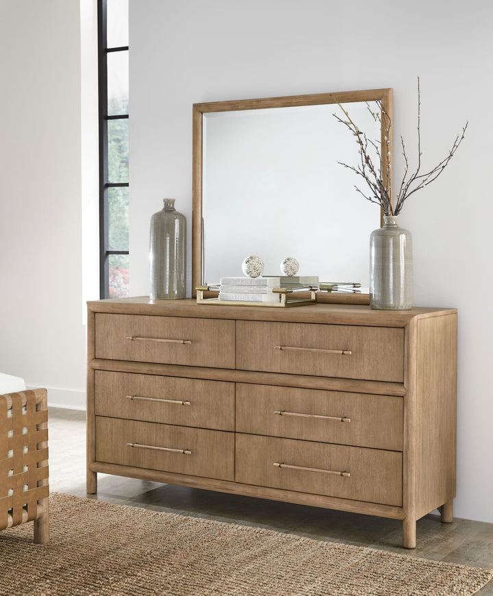 Dorsey Solid Wood and Glass Mirror in Granola – view 2