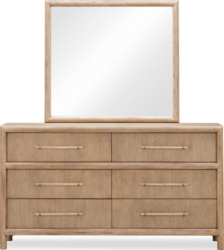 Dorsey Solid Wood and Glass Mirror in Granola – view 3