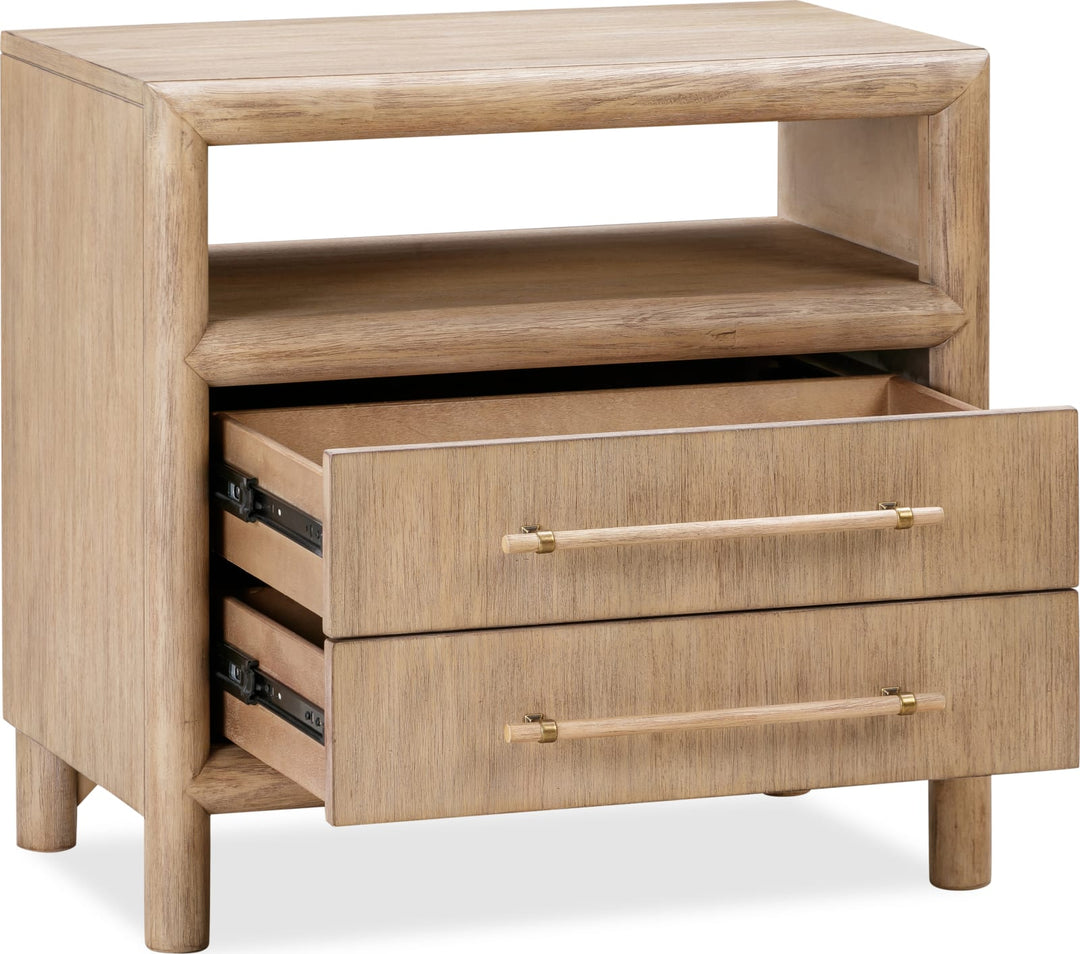 Dorsey Two Drawer USB-charging Nightstand in Granola – view 4
