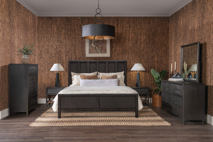 Dorsey Queen-size Wooden Panel Bed in Basalt Grey – view 10