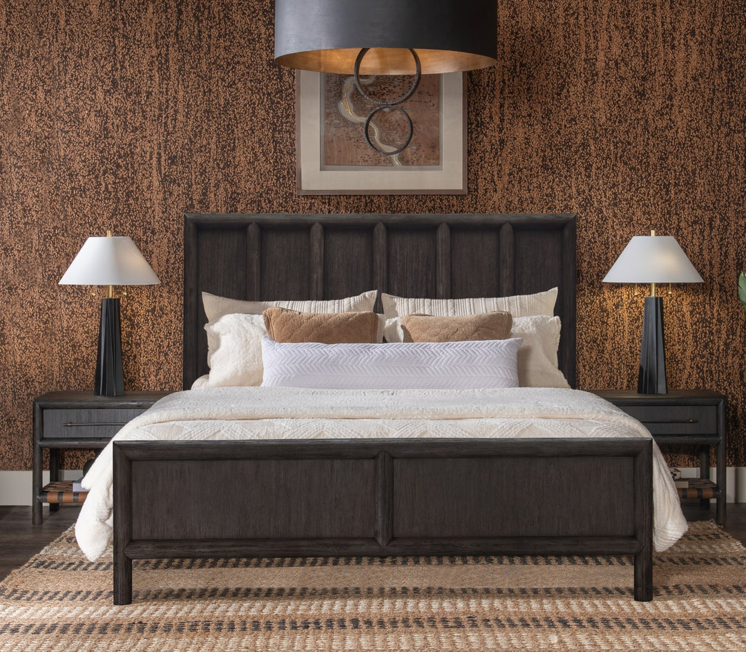Dorsey Queen-size Wooden Panel Bed in Basalt Grey