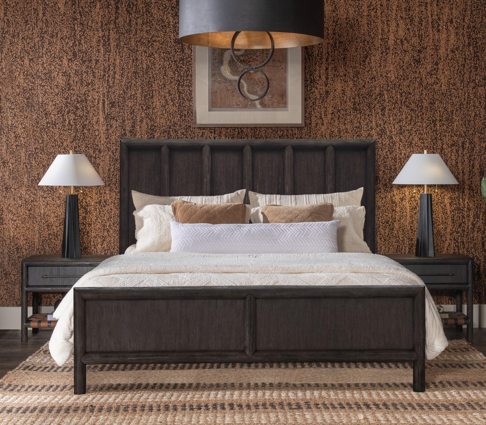 Dorsey King-size Wooden Panel Bed in Basalt Grey