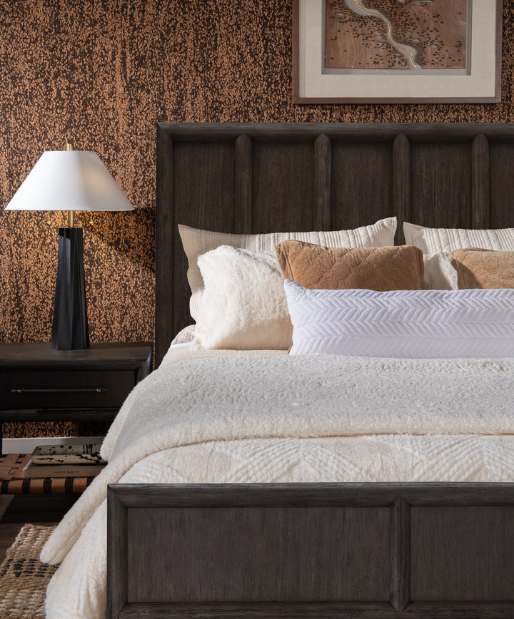 Dorsey King-size Wooden Panel Bed in Basalt Grey – view 2