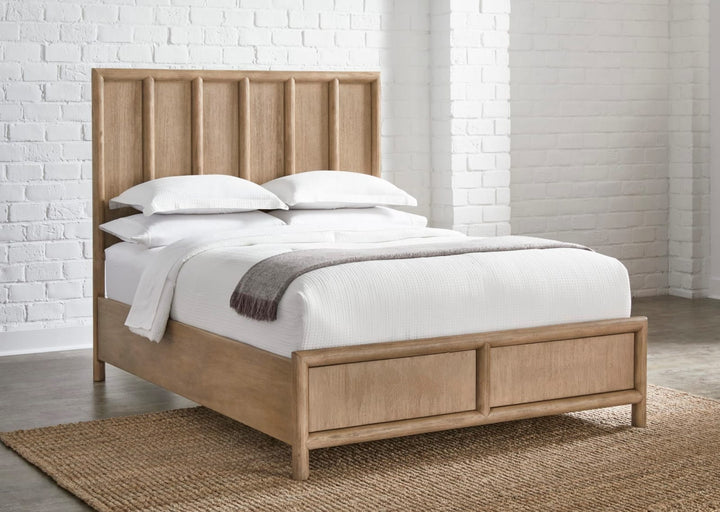 Dorsey California King-size Wooden Panel Bed in Granola