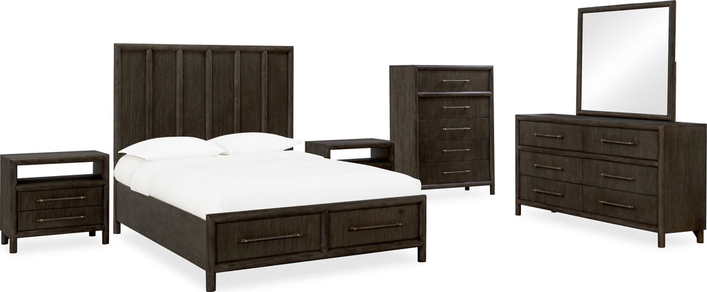 Dorsey California King-size Wooden Two Drawer Storage Bed in Basalt Grey – view 8