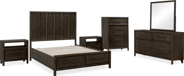 Dorsey California King-size Wooden Two Drawer Storage Bed in Basalt Grey – view 9