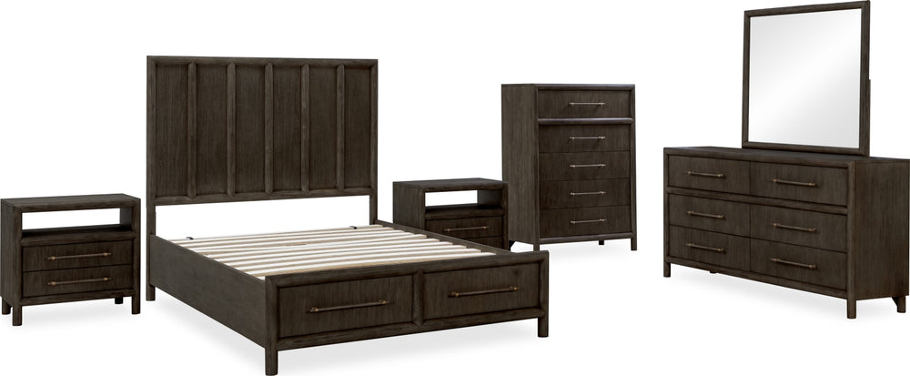 Dorsey California King-size Wooden Two Drawer Storage Bed in Basalt Grey – view 9