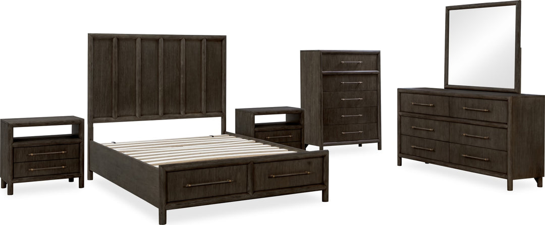 Dorsey Queen-size Wooden Two Drawer Storage Bed in Basalt Grey – view 9