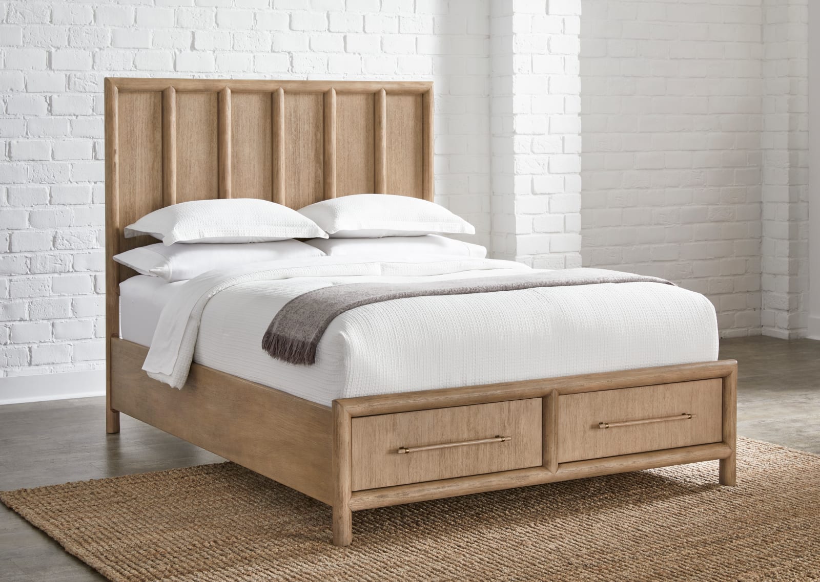 Dorsey California King-size Two Drawer Storage Bed in Granola