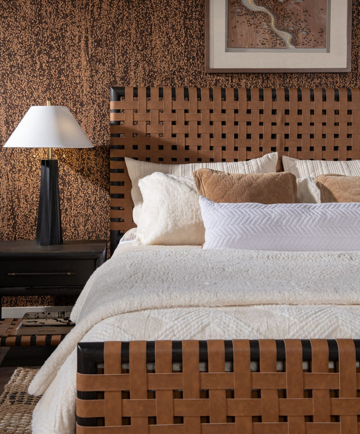 Dorsey King-size Woven Panel Bed in Basalt Grey and Ginger – view 2