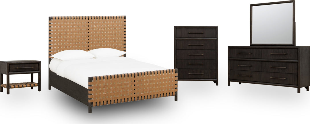 Dorsey Queen-size Woven Panel Bed in Basalt Grey and Ginger – view 7
