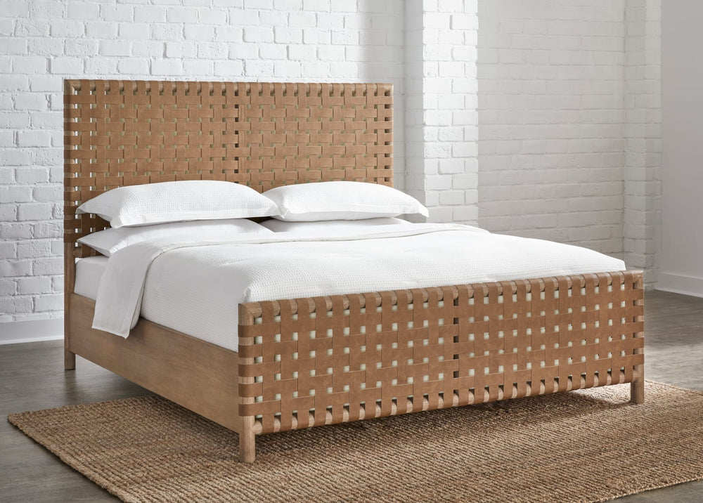 Dorsey California King-size Woven Panel Bed in Granola and Ginger