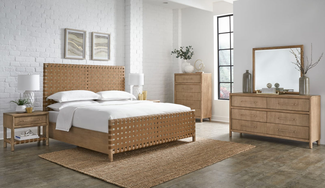 Dorsey Queen-size Woven Panel Bed in Granola and Ginger – view 10