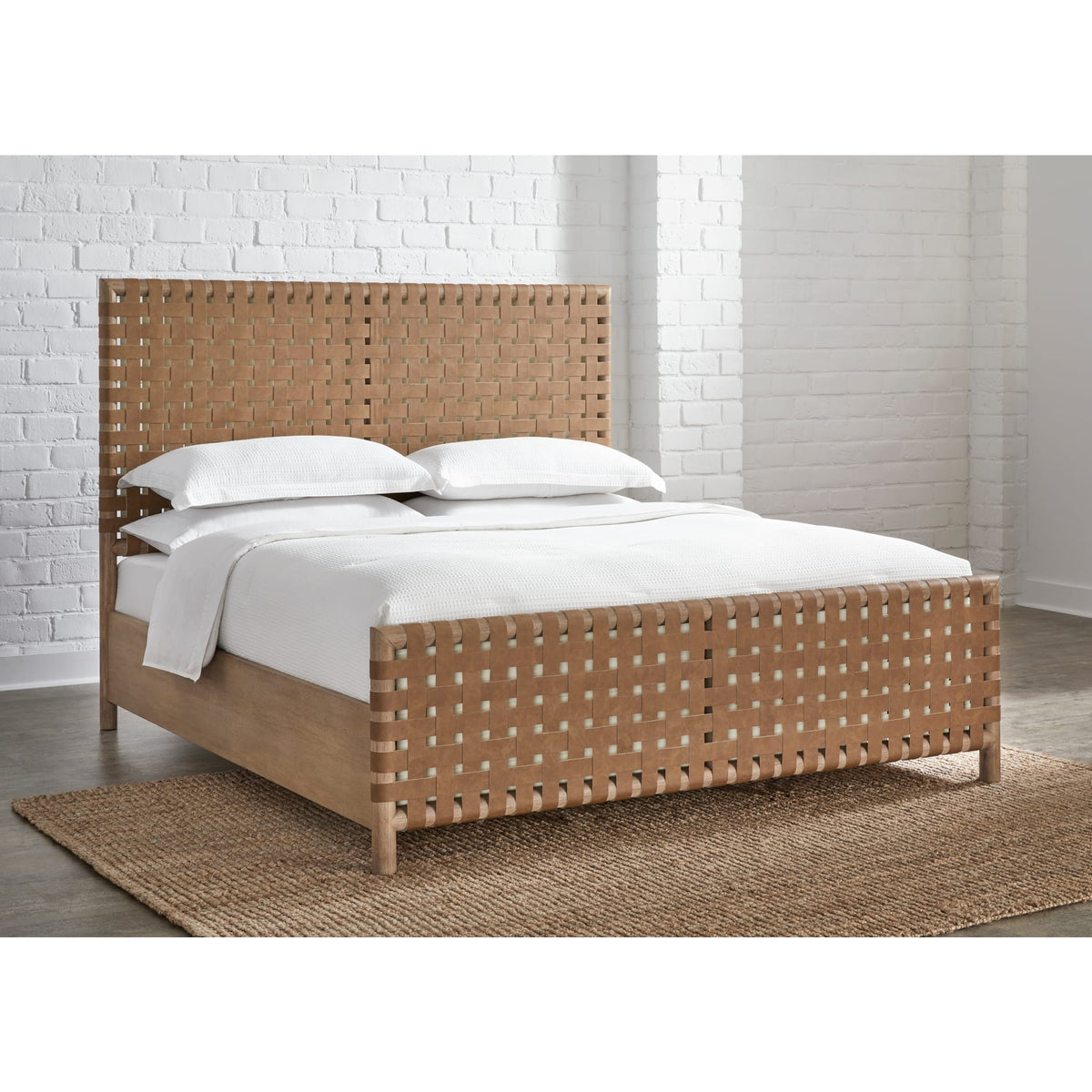 Dorsey Full Woven Panel Bed in Granola and Ginger