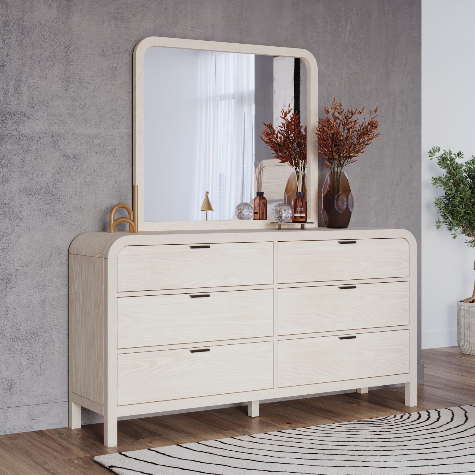 Drake Beveled Glass Wall or Dresser Mirror in Sugar – view 2