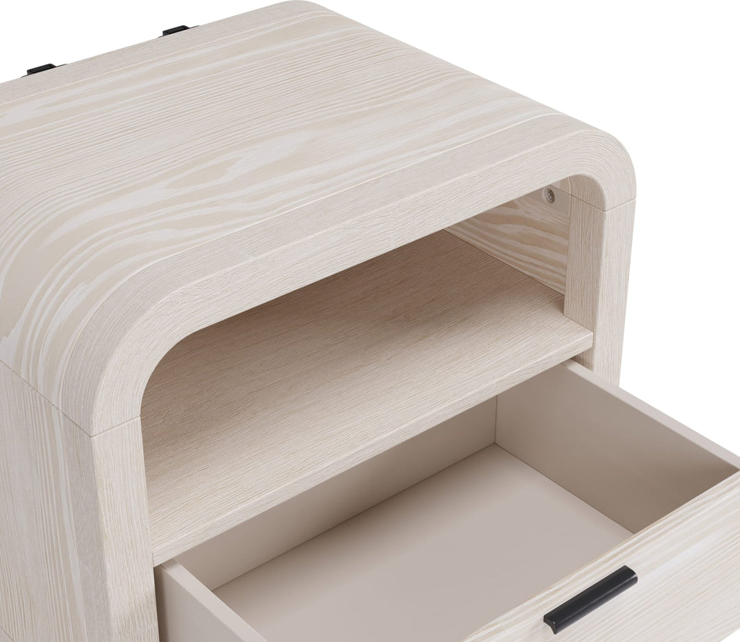 Drake One Drawer One Shelf USB-Charging Nightstand in Sugar – view 4