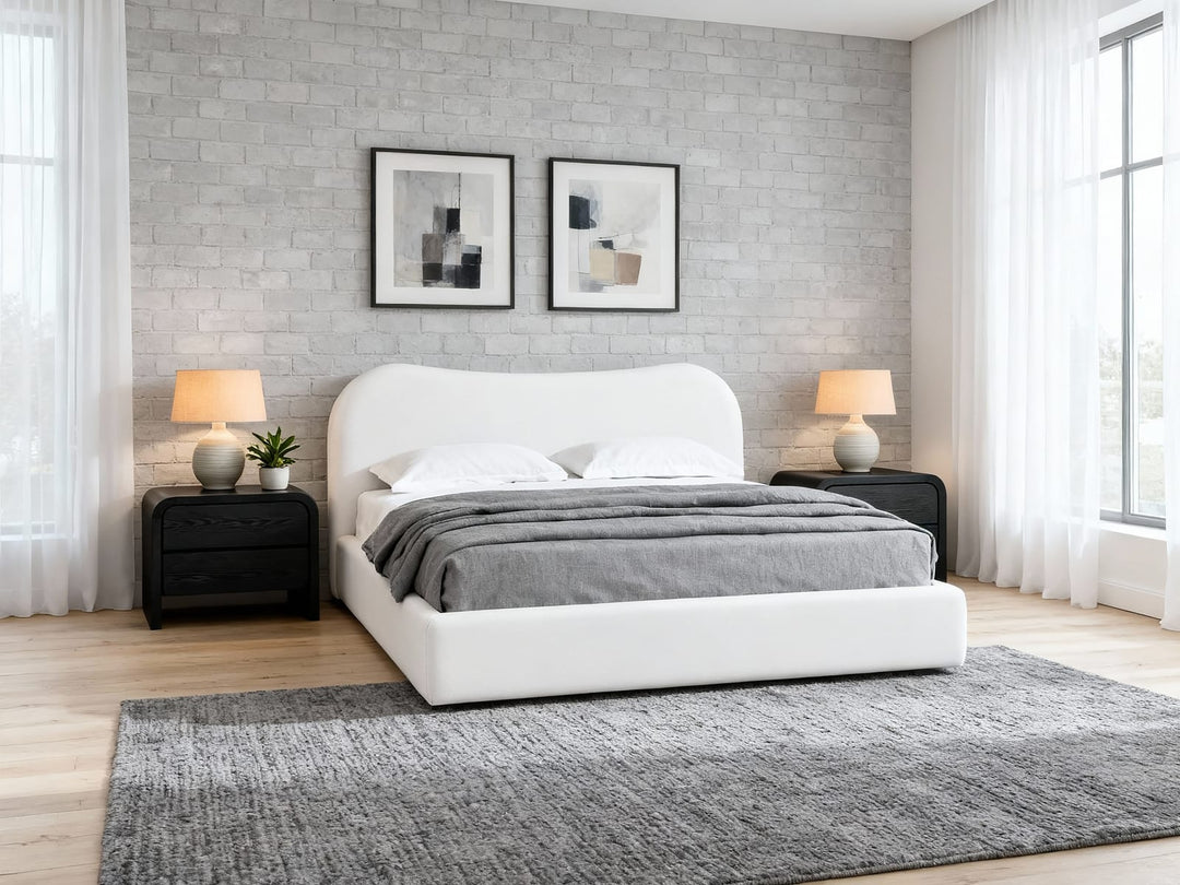 Elena Full-size Upholstered Bed in Vanilla Linen