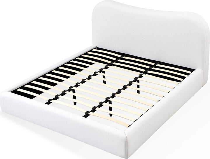 Elena California King-size Upholstered Bed in Vanilla Linen – view 7