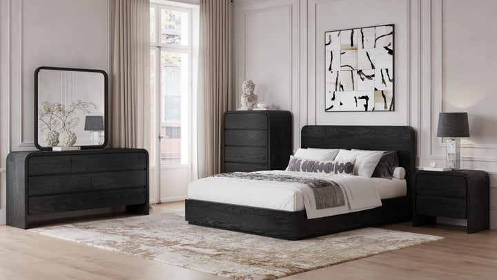 Elora California King-Size Ash Wood Platform Bed in Jet – view 6