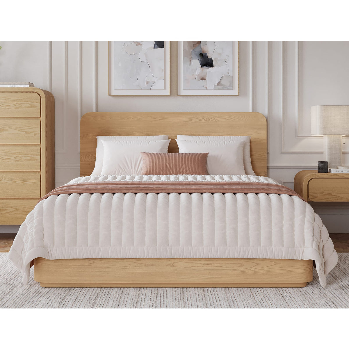 Elora Full Ash Wood Platform Bed in Timber