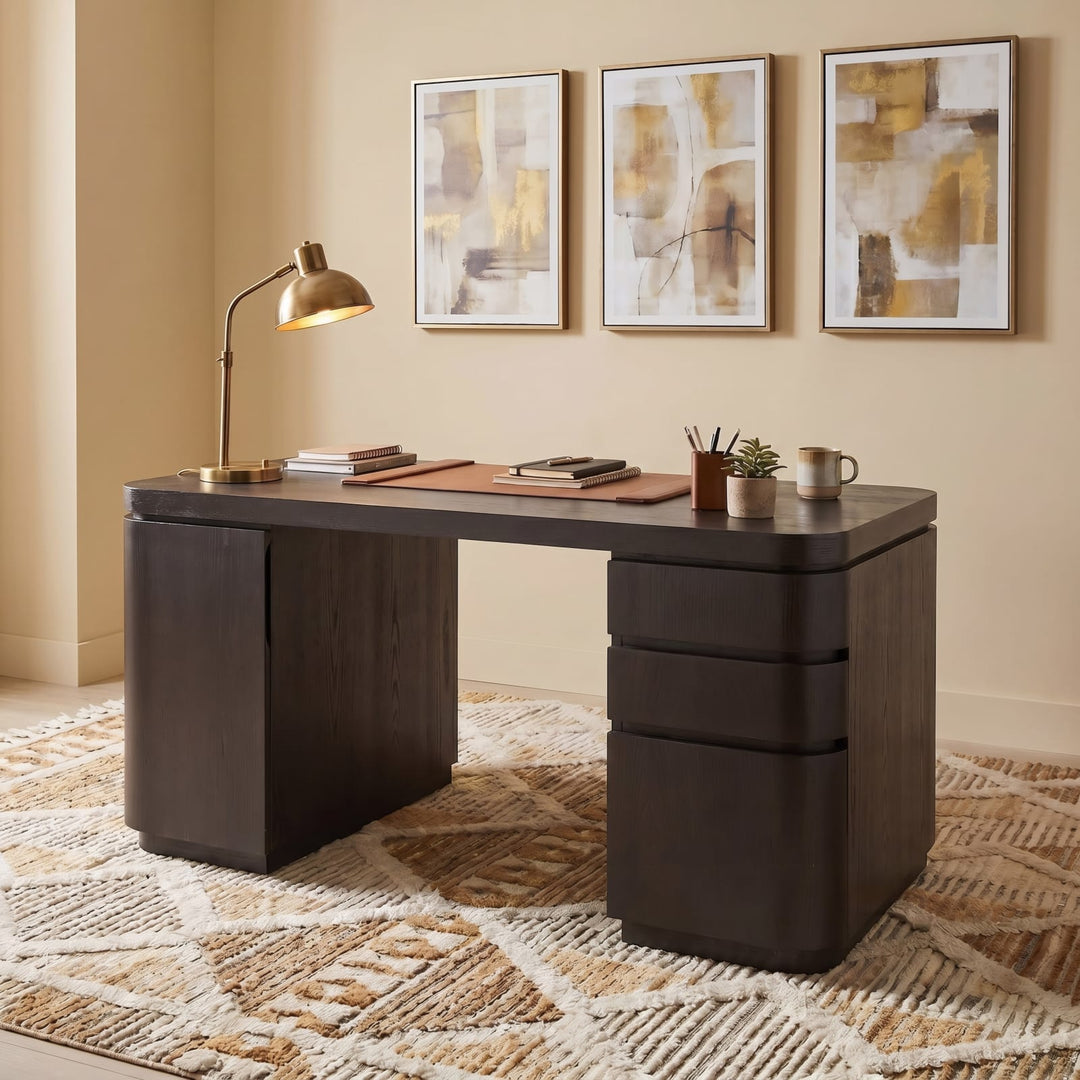 Elora Dbl Pedestal Desk - Jet
