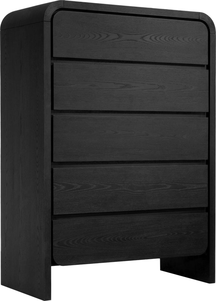 Elora Five Drawer Chest in Jet Black Ash – view 3