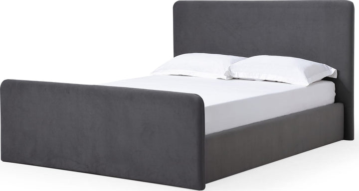 Elora California King-size Fully Upholstered Platform Bed in Charcoal Velvet – view 3