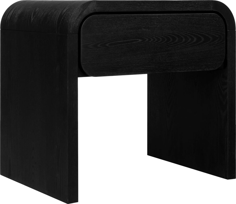 Elora One Drawer Nightstand in Jet Black Ash – view 4