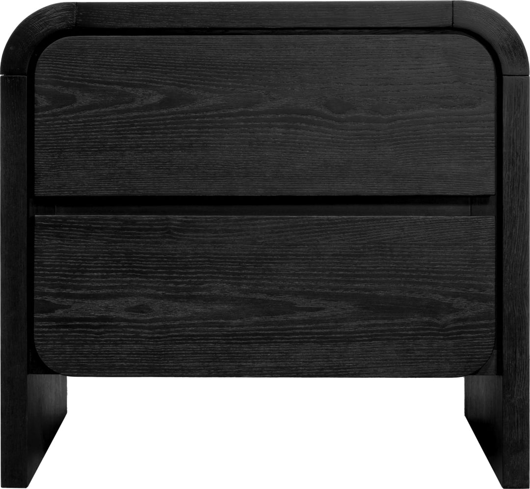 Elora Two Drawer Nightstand in Jet Black Ash – view 2