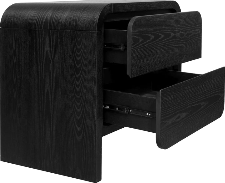 Elora Two Drawer Nightstand in Jet Black Ash – view 3