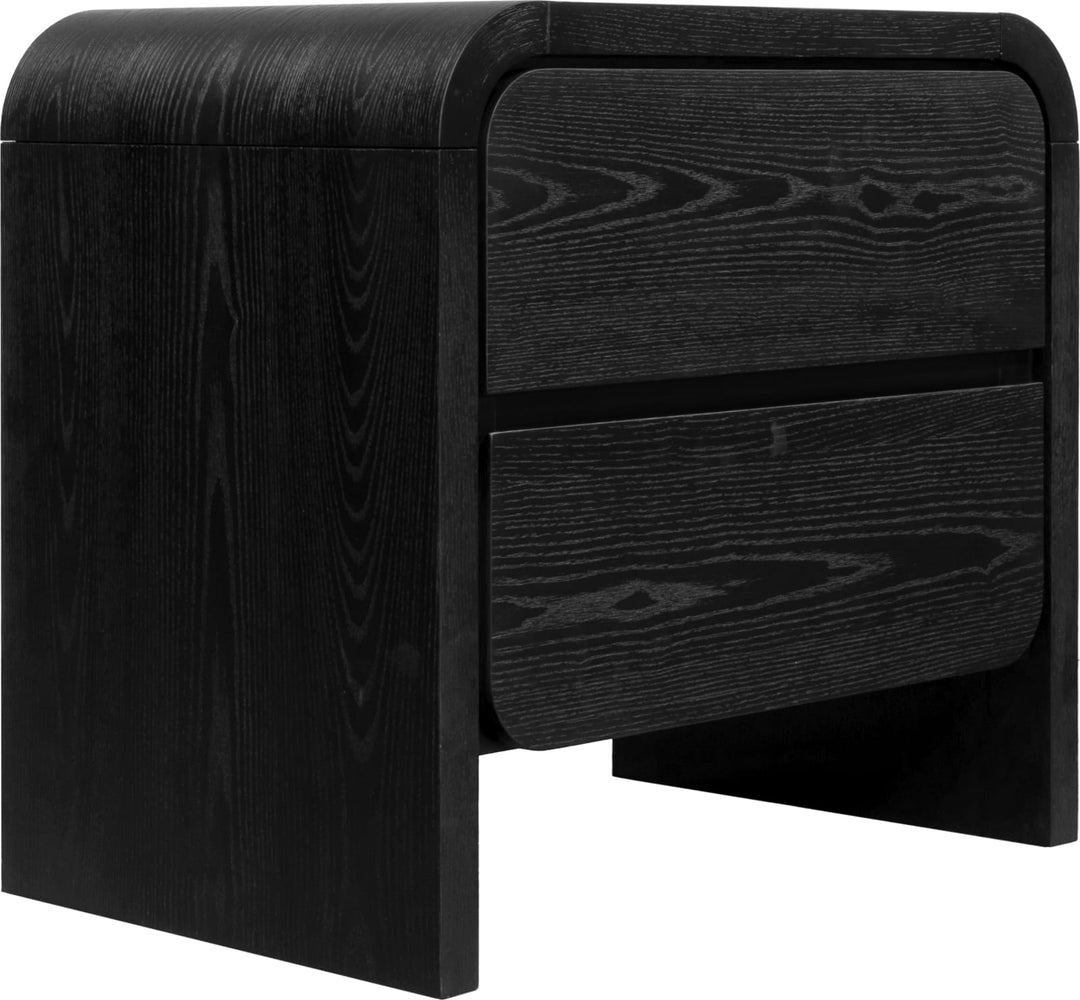 Elora Two Drawer Nightstand in Jet Black Ash – view 4