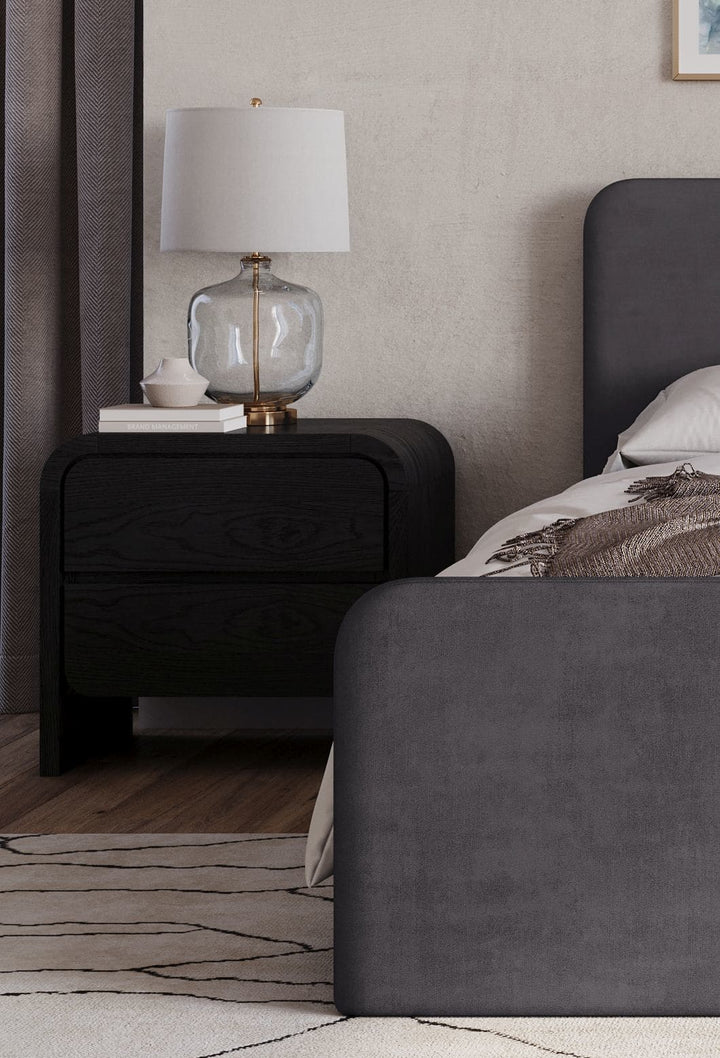 Elora Two Drawer Nightstand in Jet Black Ash – view 5