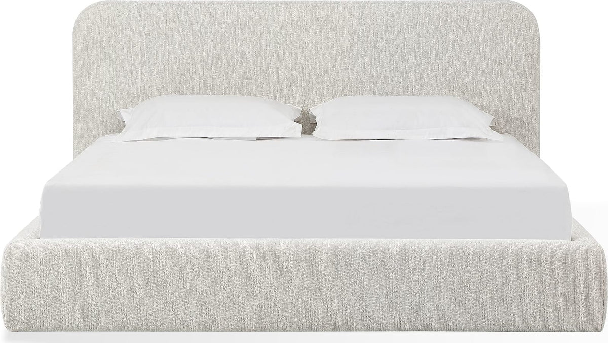 Elora California King-Size Upholstered Platform Bed in Whitewashed Chenille view 2