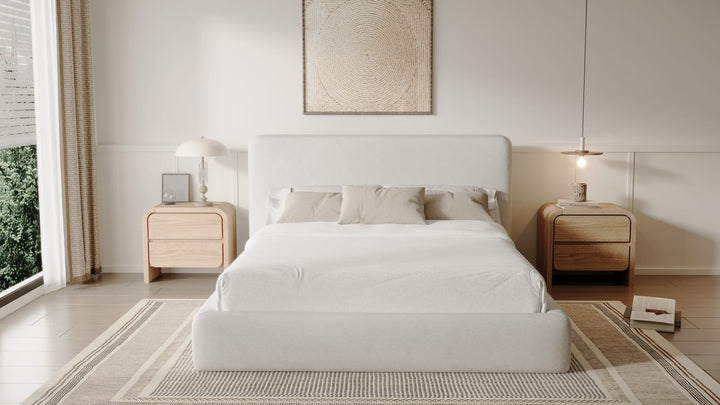 Elora California King-Size Upholstered Platform Bed in Whitewashed Chenille – view 7