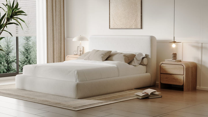 Elora King-Size Upholstered Platform Bed in Whitewashed Chenille – view 8